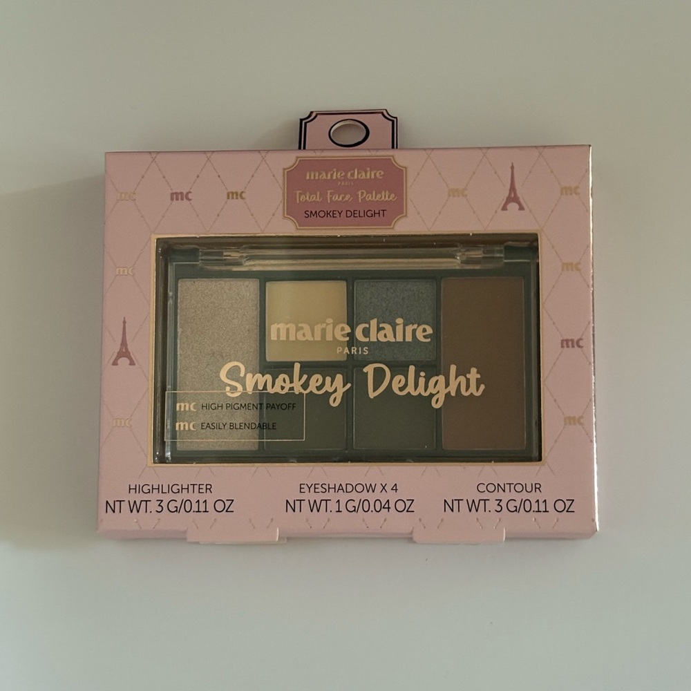 Marie Claire Paris NEW Smokey Delight Full Face Palette Eye, Cheeks, Pink OS